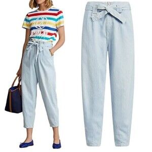 Polo Ralph Lauren Size 25 High Rise Tapered Tie Belt Ankle Denim New Jeans Pants